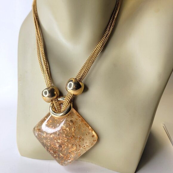 Statement Choker Gold Confetti Clear Pendant Necklace Choker Necklace - Picture 9 of 11